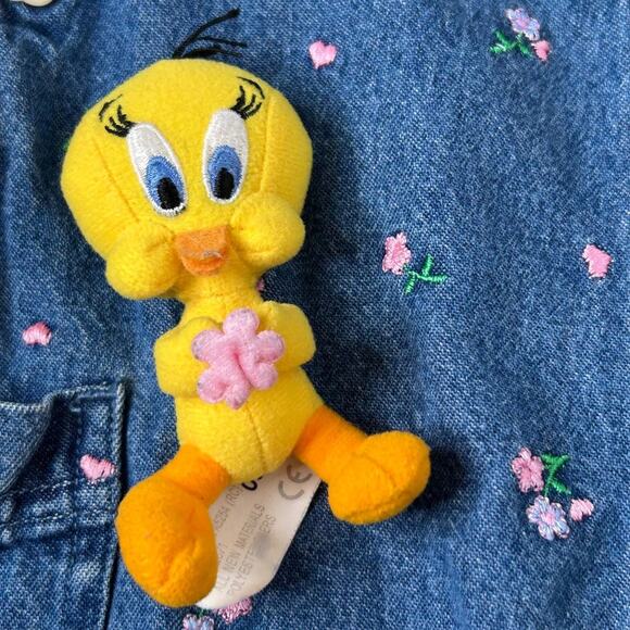 Warner Brothers Looney Tunes Vintage Stuffed Tweety Bird Overalls 24M - Picture 6 of 16